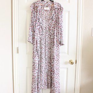 CHLOÉ Scalloped floral-print georgette maxi duster coat/jacket
